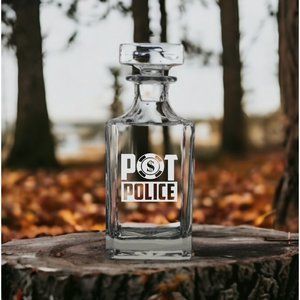 Pot Police Decanter 26 Oz Bourbon Whisky Glass Poker Chips Customize NEW